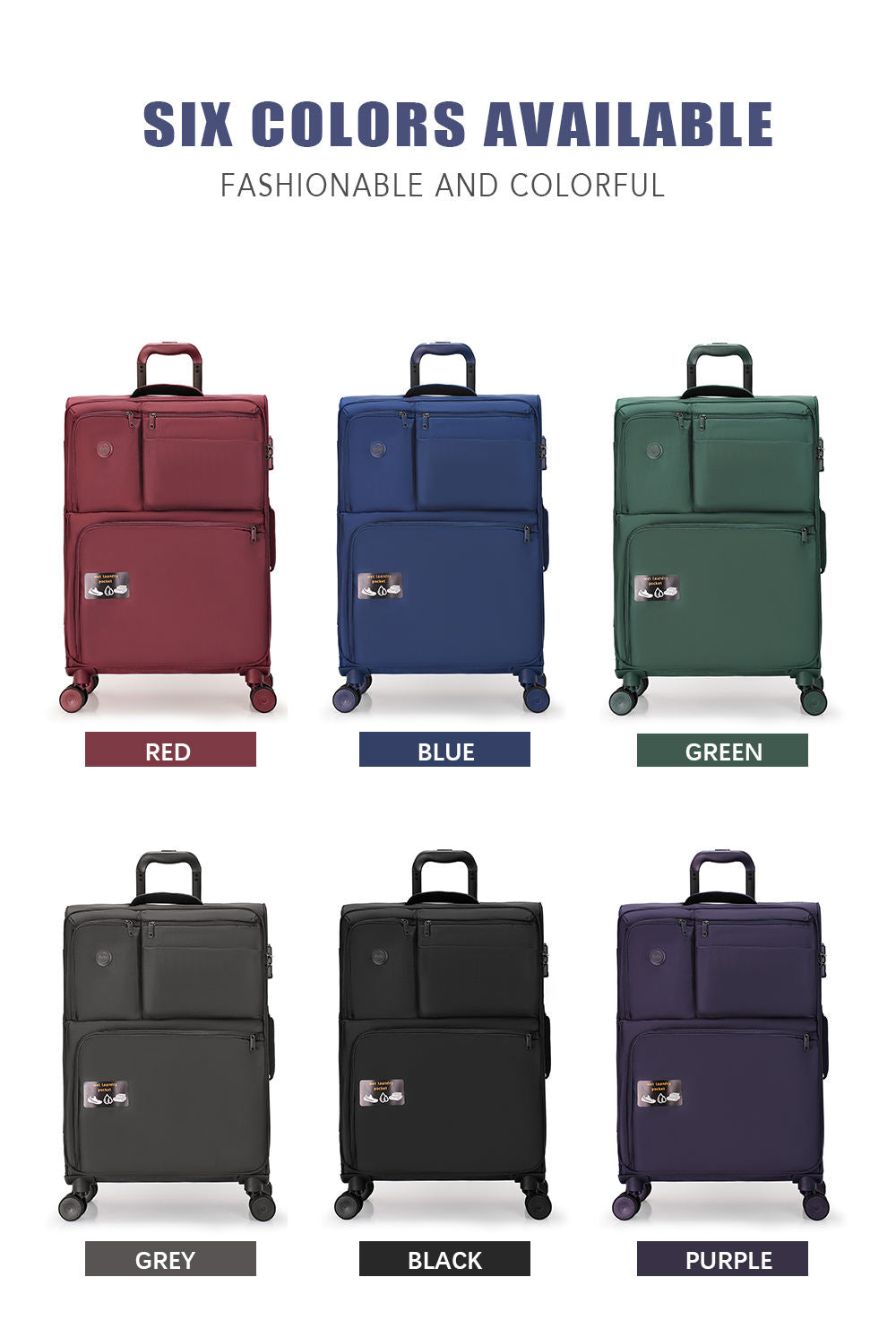 Original Goby London LUGGAGE New Arrival Lightweight Luggage Set Soft Fabric Trolley Travel Suitcase Set 4 Mute Spinner Wheels