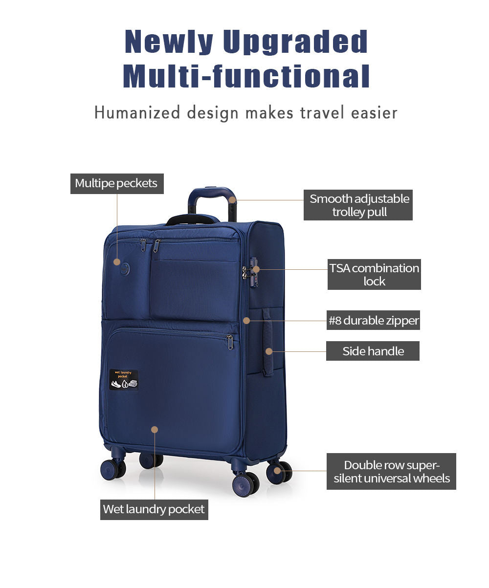 Original Goby London LUGGAGE New Arrival Lightweight Luggage Set Soft Fabric Trolley Travel Suitcase Set 4 Mute Spinner Wheels
