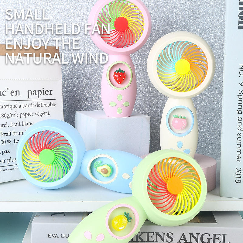Outdoor USB Rechargeable Desktop Small Fan Gift Portable Cooling Cartoon Fruit Handheld Fan Promotional Business Gifts