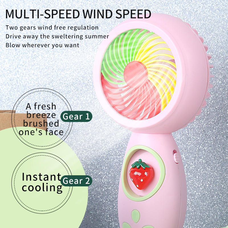 Outdoor USB Rechargeable Desktop Small Fan Gift Portable Cooling Cartoon Fruit Handheld Fan Promotional Business Gifts