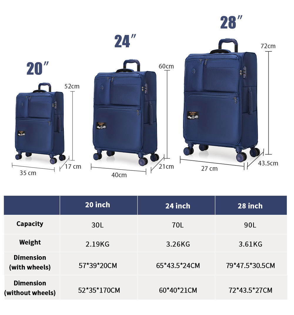 Original Goby London LUGGAGE New Arrival Lightweight Luggage Set Soft Fabric Trolley Travel Suitcase Set 4 Mute Spinner Wheels
